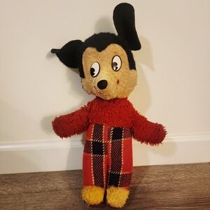 Vintage 60s Walt Disney Character Mickey Mouse Plush Toy Stuffed Animal 14" Cute